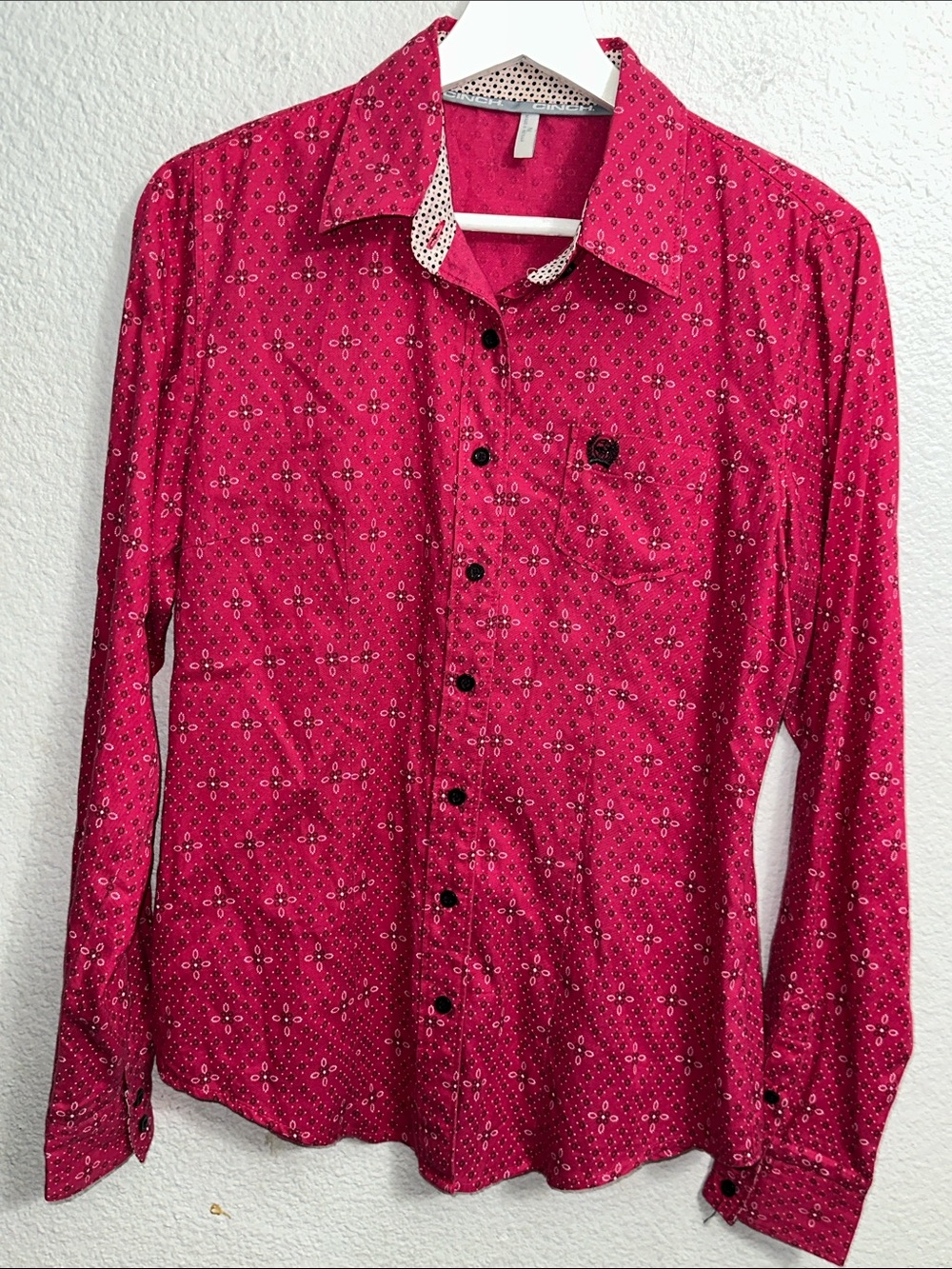 Cinch Pink Western Shirt Long Sleeve Button Down Rodeo Cowgirl Womens Medium